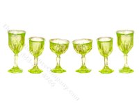 (image for) Miniature 6 Piece Green Cut Stemware Set for Dollhouses