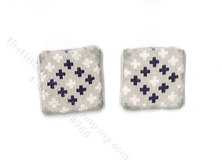(image for) Miniature Pair of Diamond Cross Pillows for Dollhouses