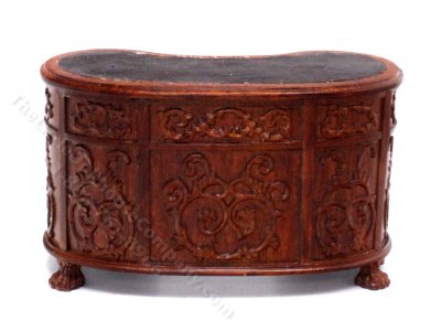(image for) Miniature Leather-Topped Kidney Desk for Dollhouses