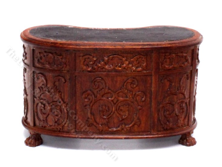 (image for) Miniature Leather-Topped Kidney Desk for Dollhouses