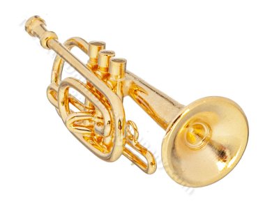 (image for) Miniature Brass Pocket Trumpet For Dollhouses