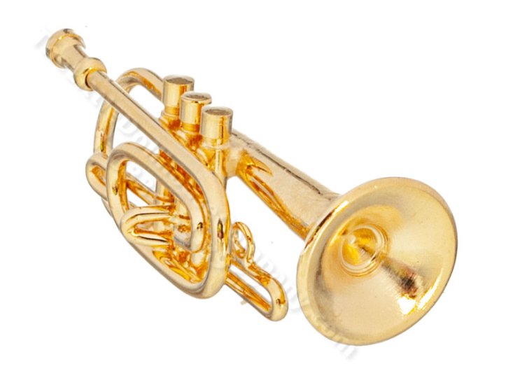 (image for) Miniature Brass Pocket Trumpet For Dollhouses