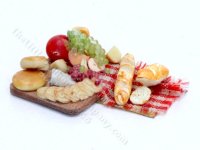 (image for) Miniature Crackers and Cheese on a Board for Dollhouses