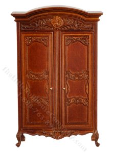 (image for) Miniature Walnut French Chateau Wardrobe for Dollhouses
