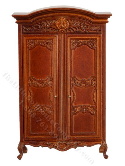 (image for) Miniature Walnut French Chateau Wardrobe for Dollhouses