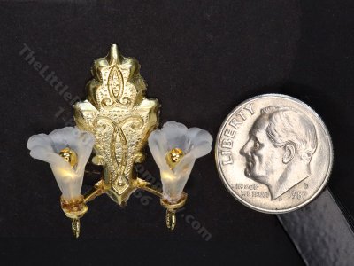 (image for) 1:24 Scale Miniature 3V Art Nouveau Tulip Double Sconce for Dollhouses