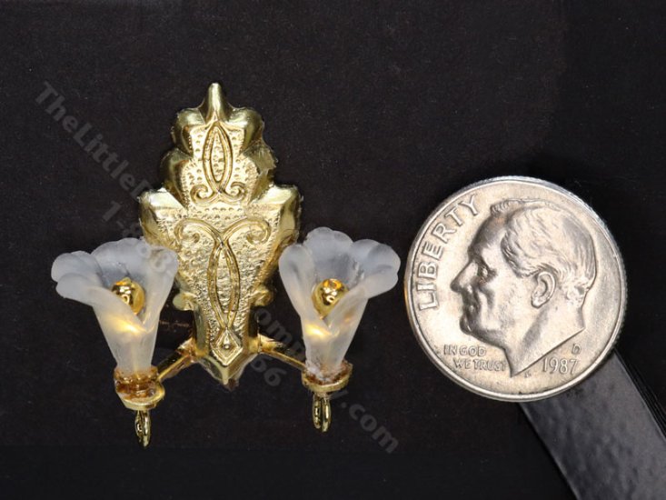 (image for) 1:24 Scale Miniature 3V Art Nouveau Tulip Double Sconce for Dollhouses