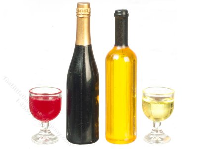 (image for) Miniature Red and White Wine Set for Dollhouses