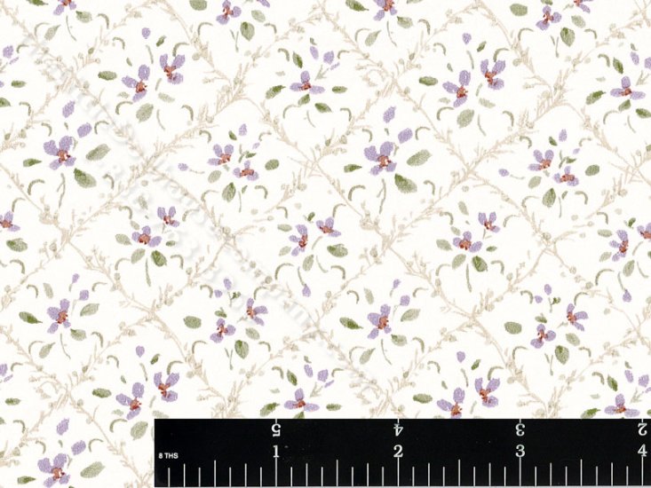 (image for) Purple Flower in Vine Lattice Miniature Wallpaper for Dollhouses