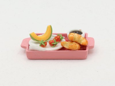 (image for) Miniature Tray with Breakfast food and Coffee for Dollhouses