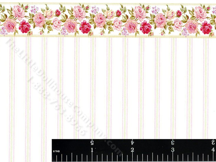 (image for) Miniature Striped Wallpaper with Rose Border