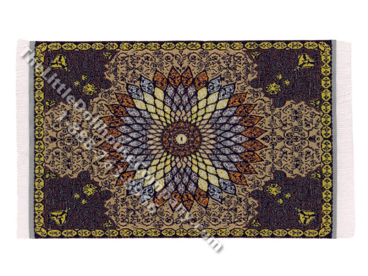 (image for) As Is Miniature Mandala Carpet for Dollhouses - Blue & Beige