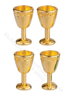(image for) Miniature Set of Gold Goblets for Dollhouses