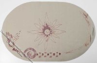 (image for) Miniature Oval Tan & Maroon Rug for Dollhouses