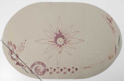 (image for) Miniature Oval Tan & Maroon Rug for Dollhouses