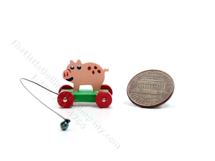 (image for) Miniature Pig Pull Toy by Keenderson for Dollhouses