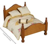 (image for) Miniature Queen Size Bed Comforter Set for Dollhouses