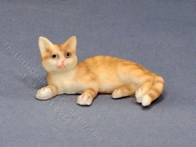 (image for) Miniature Lounging Orange Cat for Dollhouses