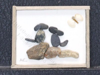 (image for) Dollhouse Miniature Two Dogs Pebble Art by Amy Robinson