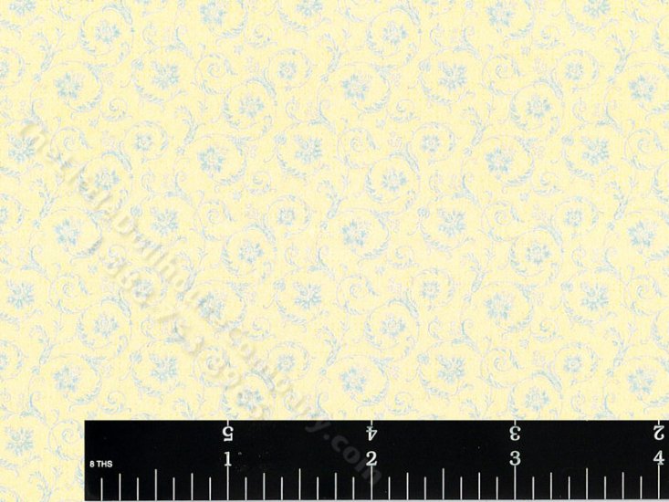 (image for) Blue Floral on Yellow Miniature Wallpaper for Dollhouses