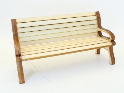 (image for) Miniature Unfinished Slat Bench for Dollhouses