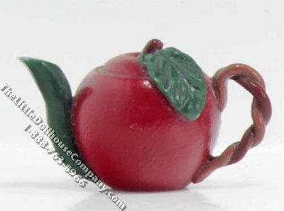 (image for) Dollhouse Scale Model Apple Themed Teapot