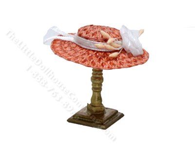 (image for) Ladies Coral Straw Hat by Judith Blondell for Dollhouses