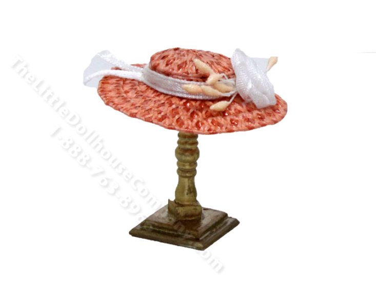 (image for) Ladies Coral Straw Hat by Judith Blondell for Dollhouses