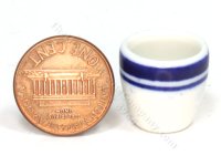 (image for) Miniature Tall White Ceramic Bowl with Blue Rings