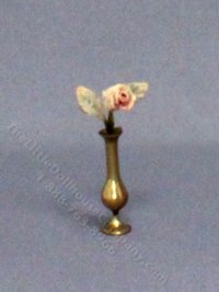 (image for) Miniature Pink Rose in a Bud Vase for Dollhouses