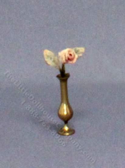 (image for) Miniature Pink Rose in a Bud Vase for Dollhouses