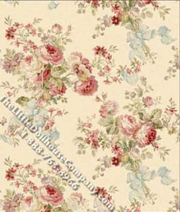 (image for) Antique Rose Floral Pattern Miniature Wallpaper for Dollhouses
