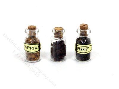 (image for) Dollhouse Scale Model Spice Seed Jars 3/Pk