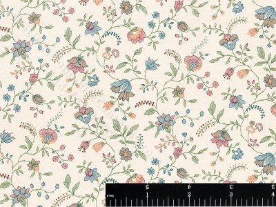 (image for) Blue Paisely Vine on Cream Miniature Wallpaper for Dollhouses