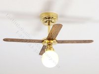 (image for) Dollhouse Scale Model Globe Light Ceiling Fan w/ Wand - Gold
