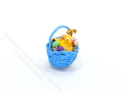 (image for) Miniature Blue Easter Basket with Duck