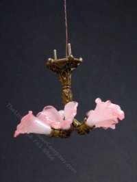 (image for) Miniature Brass Pink 5 Shade Chandelier by Jim Pounder