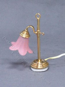 (image for) Miniature Pink Tulip Lamp, 12V, Brass