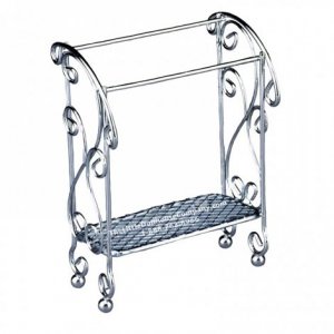 (image for) Miniature Empty Silver Towel Stand for Dollhouses