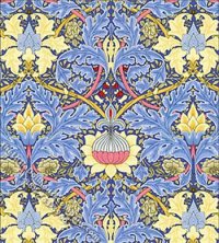 (image for) Victorian Morris Blue Pattern Miniature Wallpaper for Dollhouses