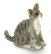 (image for) Miniature Grey Sitting Kitten for Dollhouses