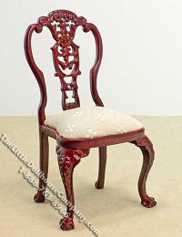(image for) Miniature Mahogany Padded Side Chair for Dollhouses