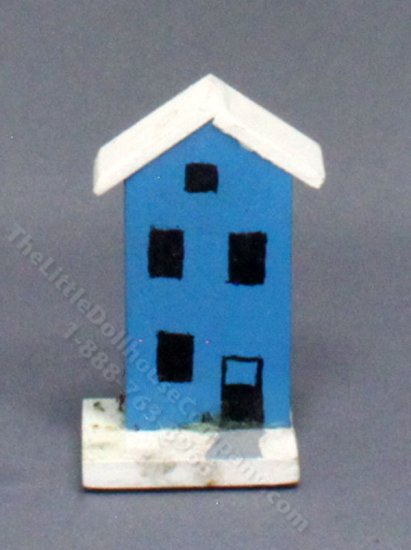(image for) Vintage Miniature Blue Wooden Birdhouse for Dollhouses