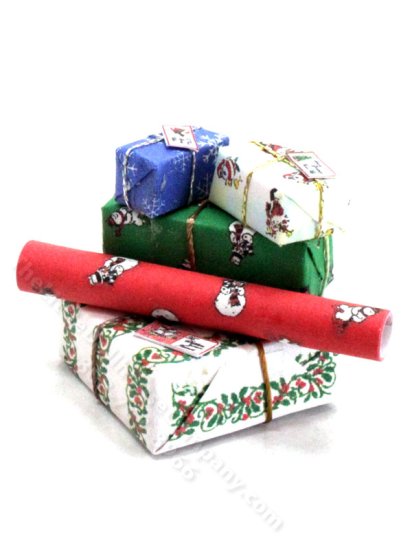 (image for) Miniature Christmas Gifts Wrapping Stack for Dollhouses