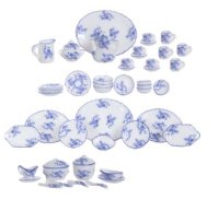 (image for) Miniature Blue Floral China Set (50pcs) for Dollhouses