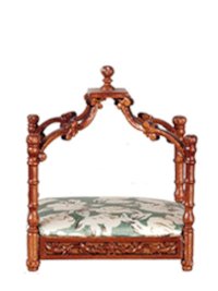 (image for) Miniature Elegant Cat Bed in Walnut for Dollhouses