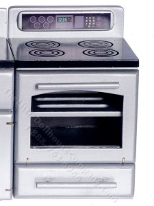 (image for) Miniature Silver Modern Stove for Dollhouses