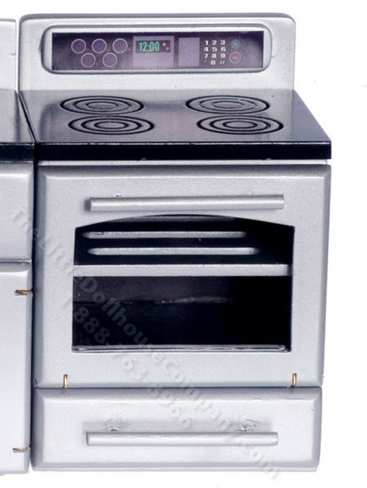 (image for) Miniature Silver Modern Stove for Dollhouses