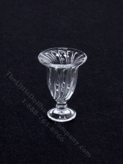 (image for) Miniature Ridged Glass Hurricane Vase for Dollhouses