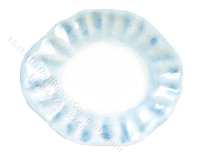 (image for) Miniature Ceramic Platter with Blue Scalloped Petal Edges